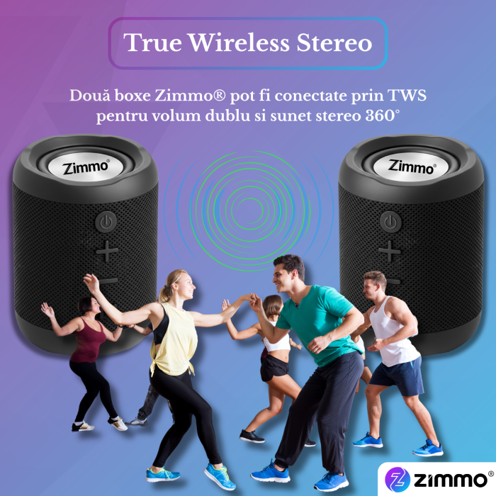 Boxa portabila bluetooth Zimmo® Boombox, Negru [5]