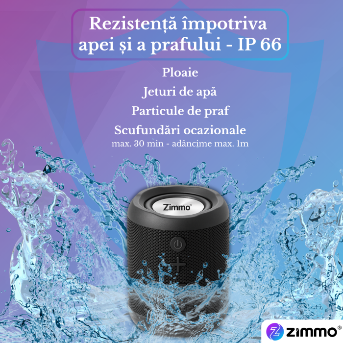 Boxa portabila bluetooth Zimmo® Boombox, Negru [4]