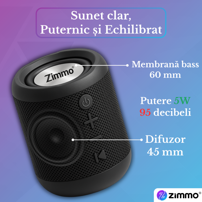Boxa portabila bluetooth Zimmo® Boombox, Negru [2]