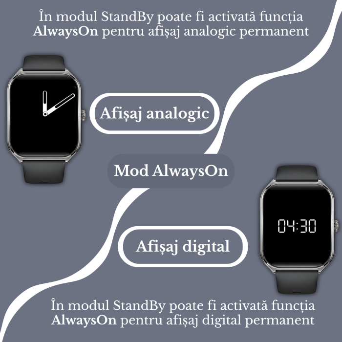 Ceas smartwatch Zimmo®, Ecran curbat, Amoled FullTouch 1.96 inch, Negru [9]