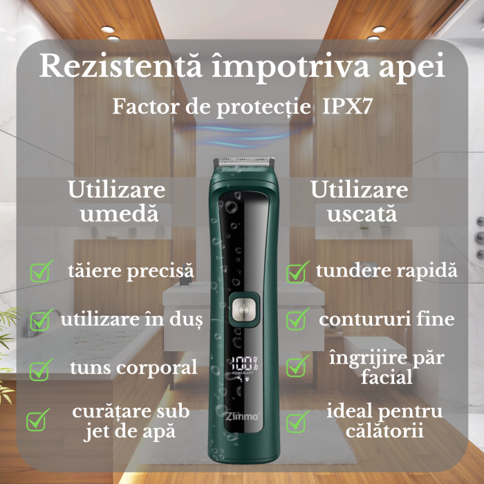 Masina de tuns 13 in 1 barba corp nas urechi IPX7 LED [3]