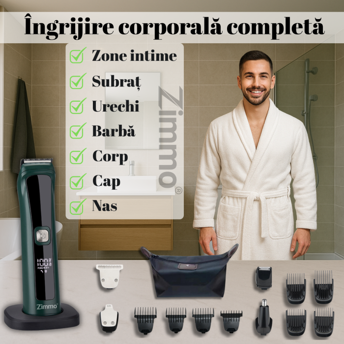 Masina de tuns 13 in 1 barba corp nas urechi IPX7 LED [2]