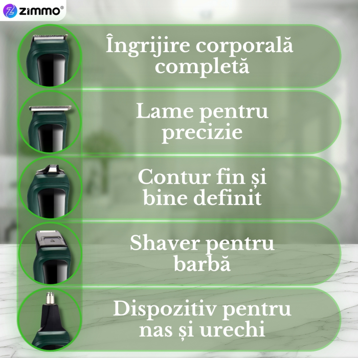 Masina de tuns 13 in 1 barba corp nas urechi IPX7 LED [4]