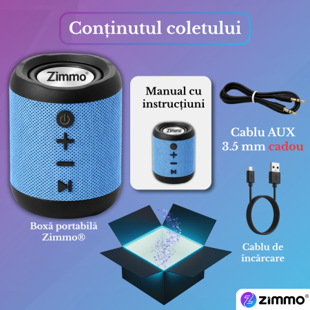 Boxa portabila bluetooth Zimmo® Boombox, Albastru [8]