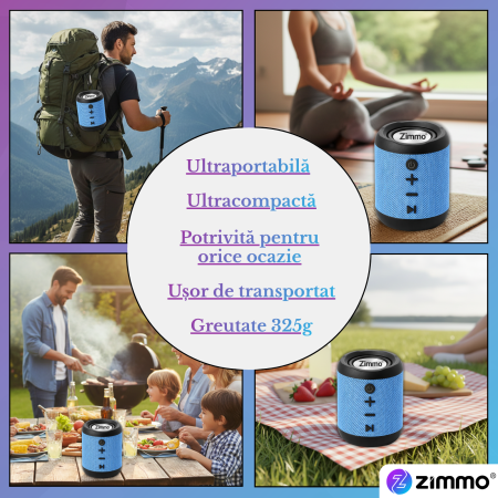 Boxa portabila bluetooth Zimmo® Boombox, Albastru [7]