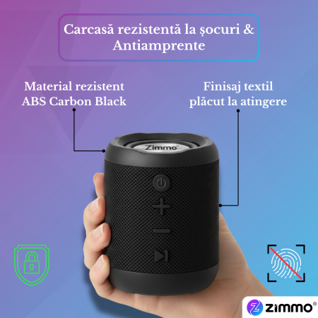 Boxa portabila bluetooth Zimmo® Boombox, Negru [6]