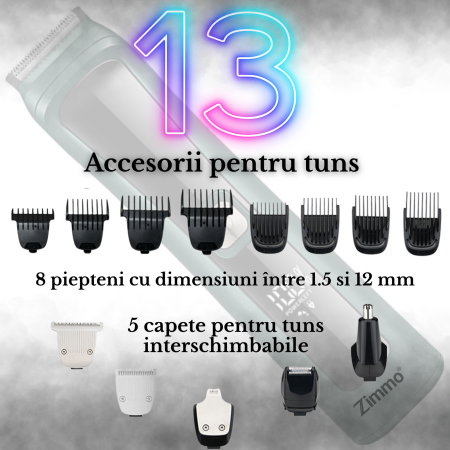 Masina de tuns 13 in 1 barba corp nas urechi IPX7 LED [3]