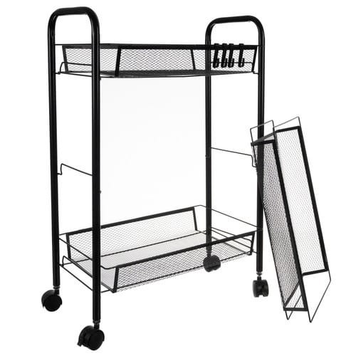 Raft cu 3 polițe și coșuri metalice ZMR, roți pivotante 360°, design modern, multifunctional, negru, 63x24x44 cm [2]