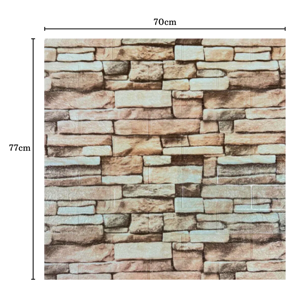 Set 10 Panouri Decorative Autoadezive 3D ZMR, 70x77 cm, Design 'Piatra Alb-Gri', Grosime 3 mm, Material PVC Rezistent, Acoperire: 5,4 mp – Adauga Rusticitate in Living sau Spatii Comerciale [2]