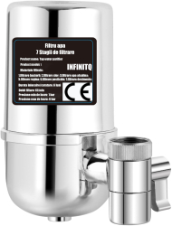 Filtru de apă pentru robinet ZMR, capacitate 50.000L, 7 etape filtrare, cartuș reutilizabil, elimină impurități, clor și metale grele, montaj rapid, argintiu [1]