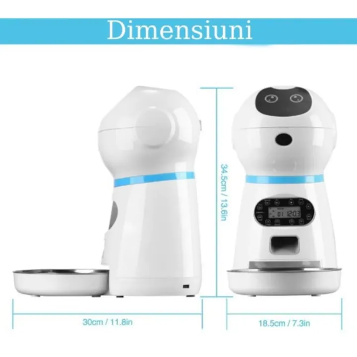 Hrănitor automat ZMR pentru câini și pisici, rezervor 3.5L, funcție smart cu programare și sunet de hranire, distribuitor hrană uscată, ușor de curățat [2]
