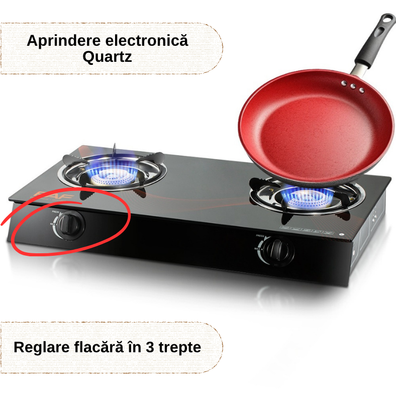 Aragaz Portabil ZMR pe Gaz GPL, 3 Arzatoare Puternice, Sticla Securizata Neagra, Aprindere Electronica Quartz, Cadru Antiderapant, Butoane Control PVC, Dimensiuni 680×358 mm, Ideal pentru Bucatarie, C [3]