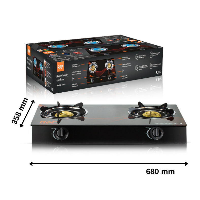 Aragaz Portabil ZMR pe Gaz GPL, 3 Arzatoare Puternice, Sticla Securizata Neagra, Aprindere Electronica Quartz, Cadru Antiderapant, Butoane Control PVC, Dimensiuni 680×358 mm, Ideal pentru Bucatarie, C [2]