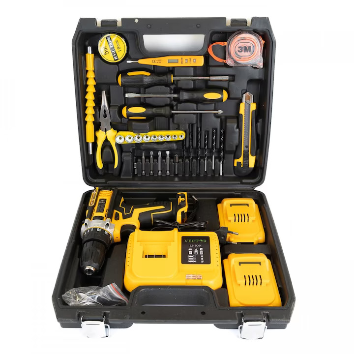 Masina de gaurit si insurubat cu percutie ZMR, 48V, 500W, cuplu 100Nm, 2 acumulatori Li-Ion 8.0Ah, 2 trepte viteza, mandrina automata 10mm, LED, valiza transport, 35 accesorii, control turatie, incarc [2]