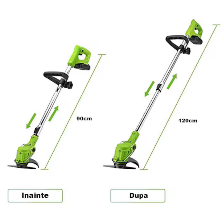 Motocoasa Electrica Profesionala ZMR 48V, 2x Acumulatori 4000mAh, 18000 RPM, Motor 1800W, Disc Metalic 15cm, 2 Cutite Otel, 5 Cutite Plastic, Brat Ajustabil 90-120cm, Cap Rotativ 90°, Autonomie 4h, In [3]