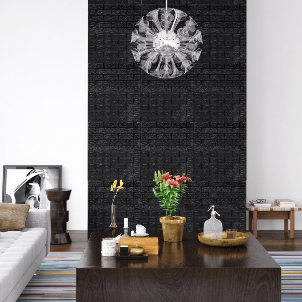 Set 10 Panouri Decorative Autoadezive 3D ZMR, 70x77 cm, Design 'Caramida Neagra', Grosime 3 mm, Material PVC, Acoperire: 5,4 mp – Eleganta Moderna pentru Peretii din Living sau Holuri [5]
