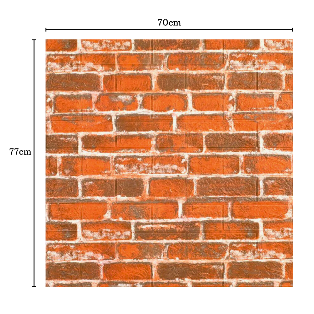Set 10 Panouri Decorative Autoadezive 3D ZMR, 70x77 cm, Model 'Caramida Rosie', Grosime 3 mm, Material PVC Rezistent la Umiditate, Acoperire: 5,4 mp – Ideal pentru Bucatarii, Cafenele sau Spatii Rusti [2]