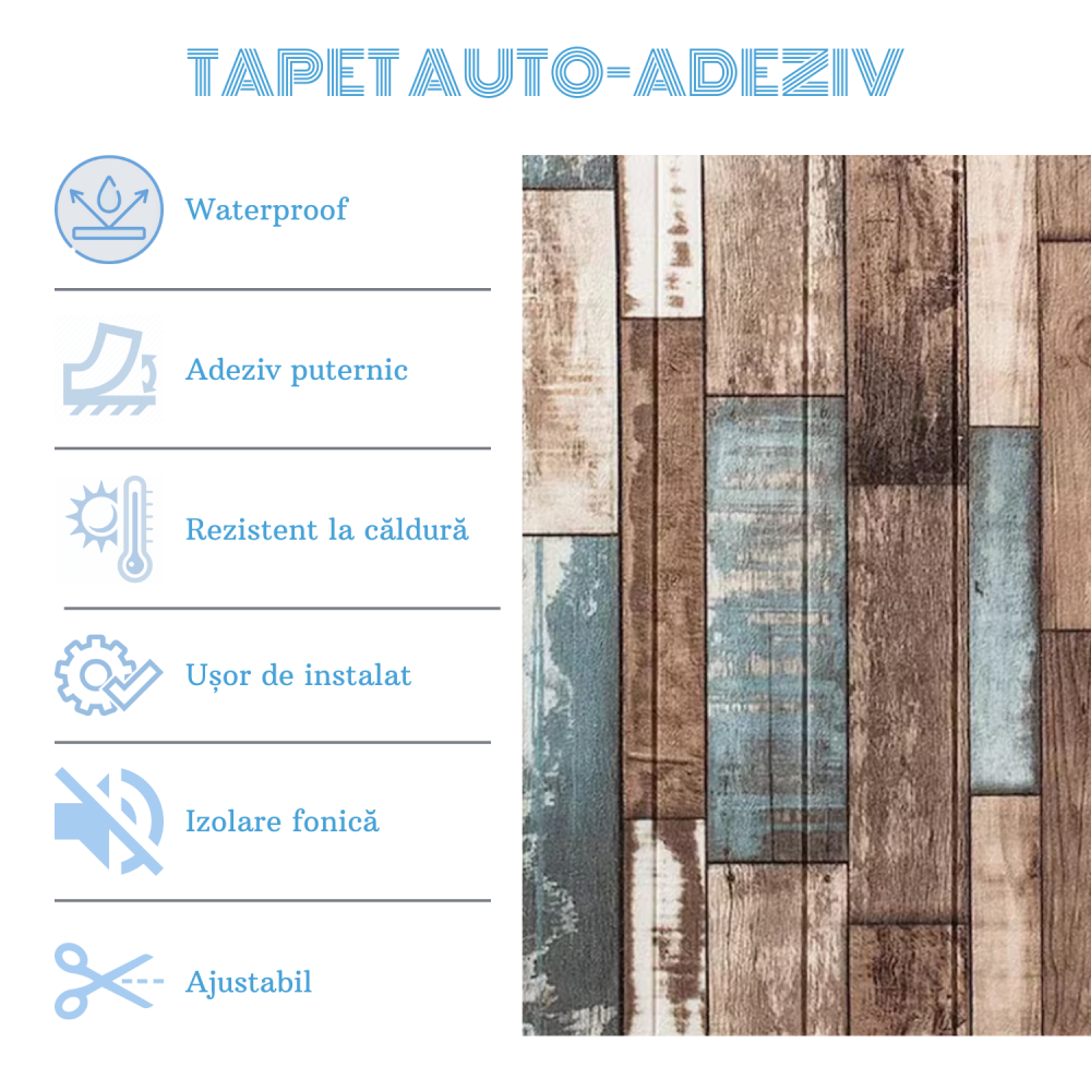 Set 10 Panouri Decorative Autoadezive 3D ZMR, 70x70 cm, Model 'Lemn Rustic Vintage', Grosime 3 mm, Material PVC Rezistent la Apa, Acoperire: 4, 9 mp – Ambianta Retro si Calduroasa [2]