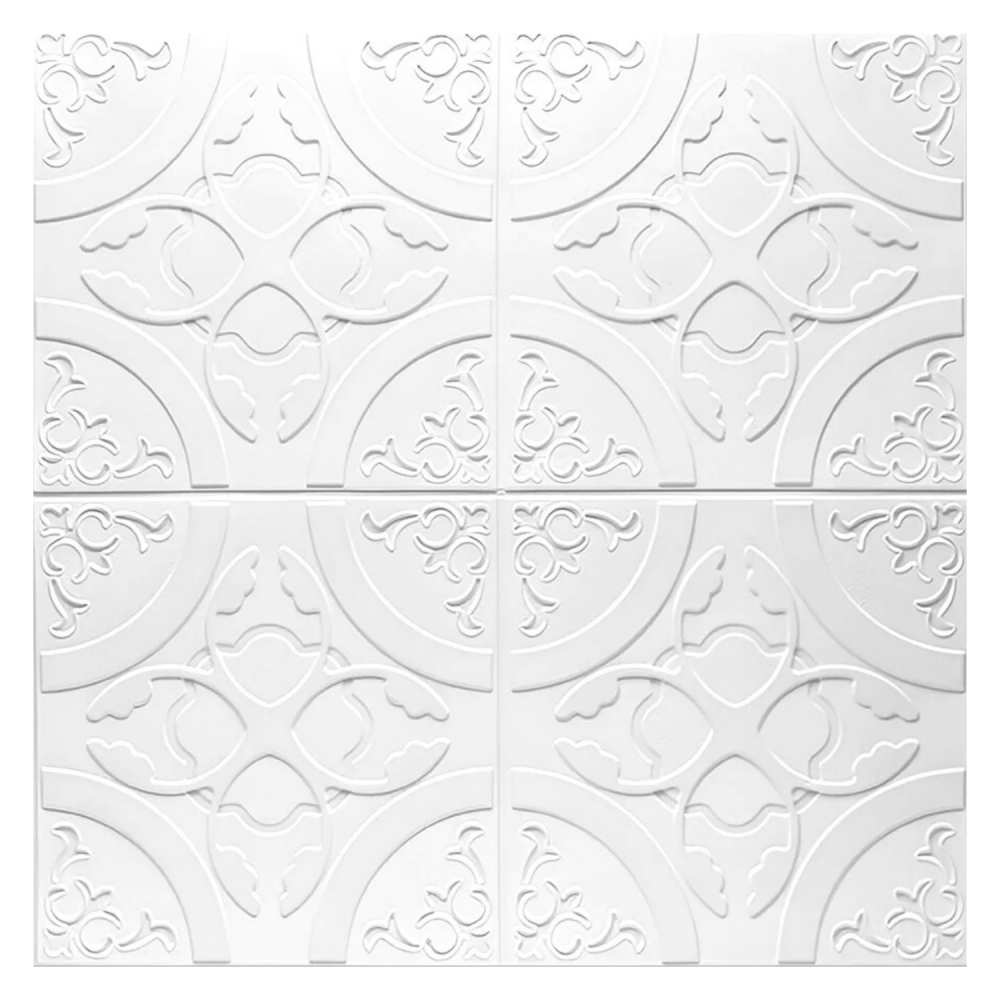 Set 10 Panouri Decorative Autoadezive 3D ZMR, 70x77 cm, Model 'Floral Clasic Alb', Grosime 3 mm, Material PVC Rezistent la Apa, Acoperire: 5,4 mp – Decoruri Clasice pentru Spatii Moderne [4]