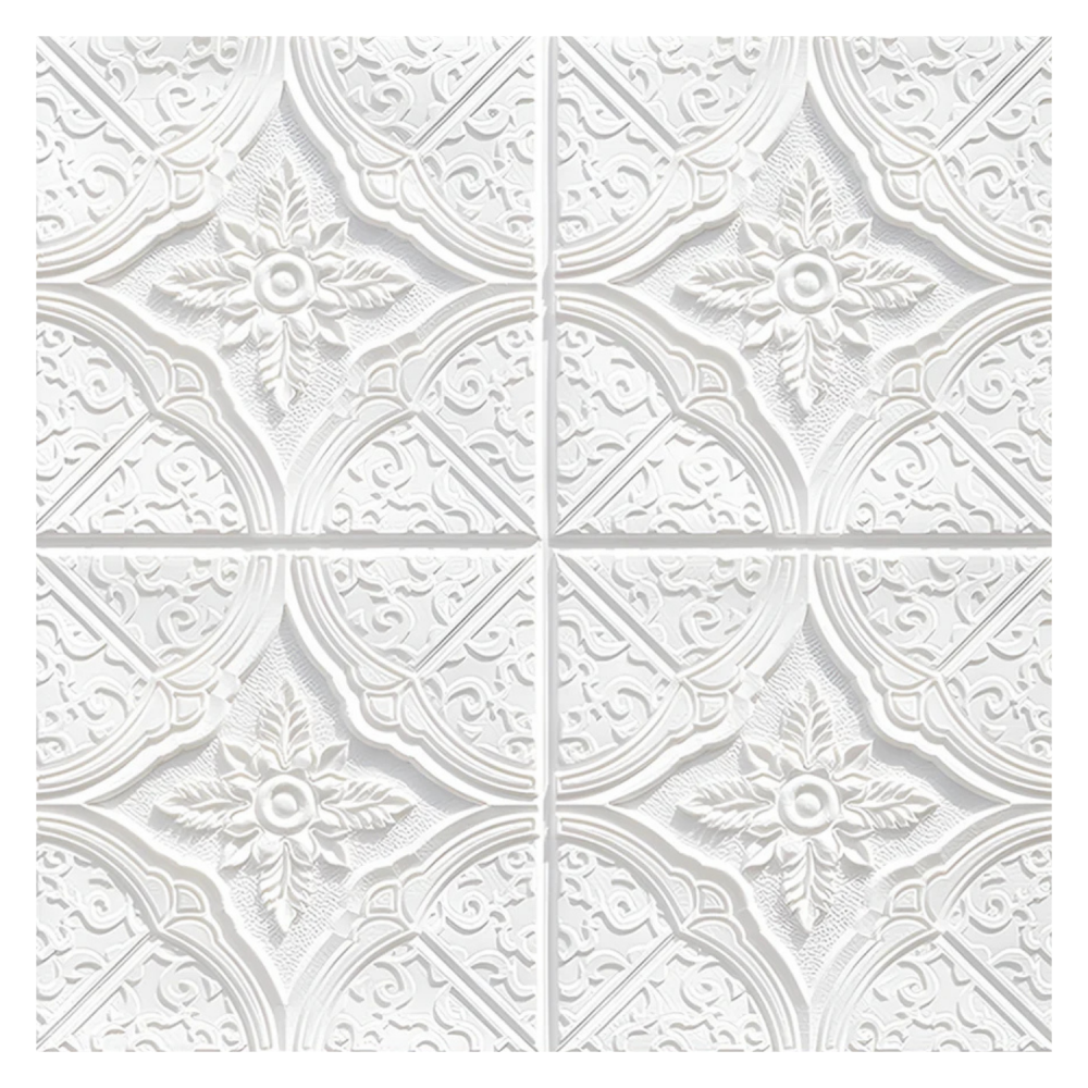 Set 10 Panouri Decorative Autoadezive 3D ZMR, 70x70 cm, Model 'Geometric Floral', Grosime 3 mm, Material PVC Rezistent la Apa, Acoperire: 4, 9 mp – Pereti Sofisticati si Delicati [4]