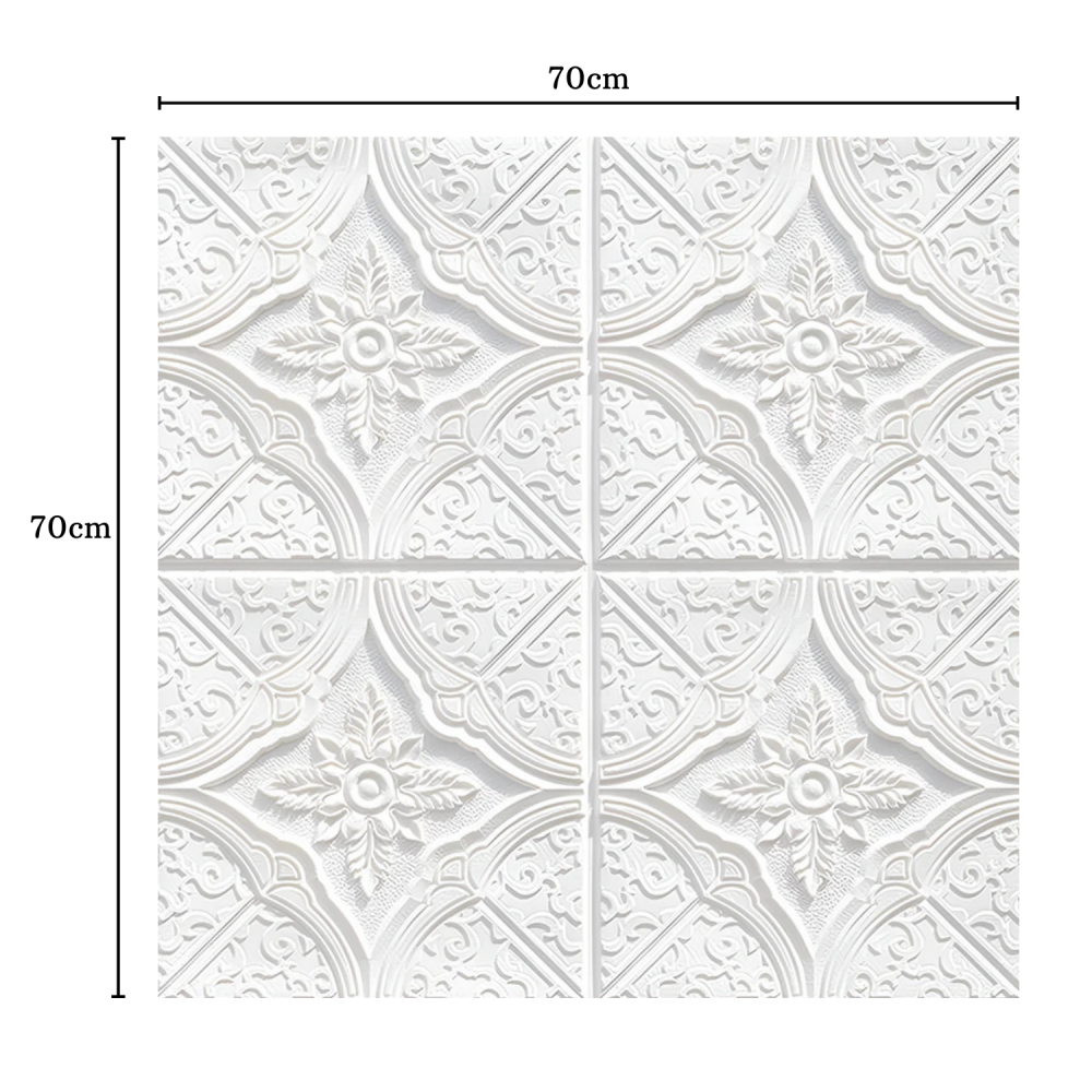 Set 10 Panouri Decorative Autoadezive 3D ZMR, 70x70 cm, Model 'Geometric Floral', Grosime 3 mm, Material PVC Rezistent la Apa, Acoperire: 4, 9 mp – Pereti Sofisticati si Delicati [3]