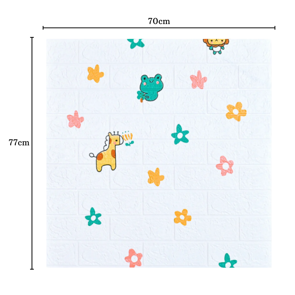 Set 10 Panouri Decorative Autoadezive 3D ZMR, 70x77 cm, Model 'Prieteni Veseli din Jungla', Grosime 3 mm, Material PVC Rezistent, Acoperire: 5,4 mp – Un Decor Plin de Culoare si Energie [3]