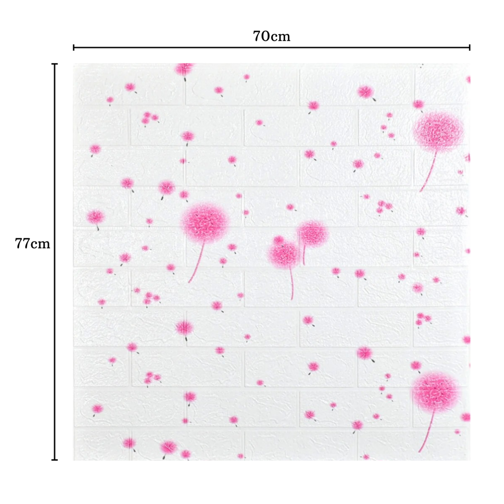 Set 10 Panouri Decorative Autoadezive 3D ZMR, 70x77 cm, Model 'Puf Roz de Papadie', Grosime 3 mm, Material PVC Rezistent la Apa, Acoperire: 5,4 mp – Transformare Rapida si Eleganta a Peretilor [3]