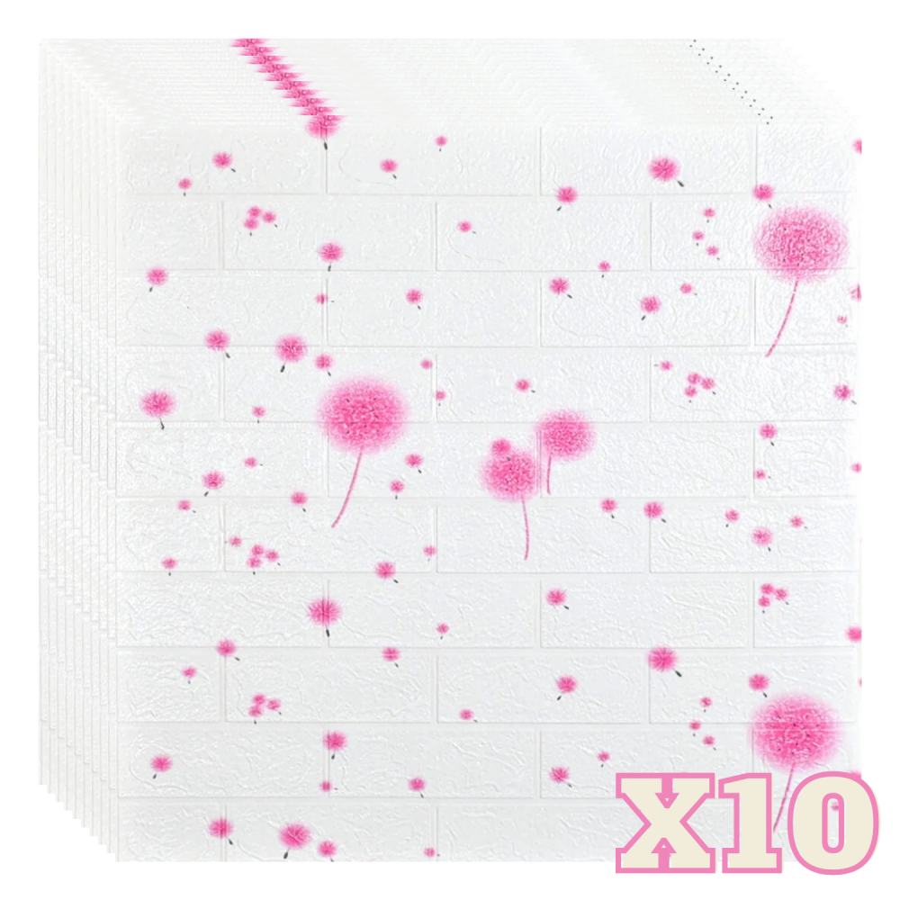 Set 10 Panouri Decorative Autoadezive 3D ZMR, 70x77 cm, Model 'Puf Roz de Papadie', Grosime 3 mm, Material PVC Rezistent la Apa, Acoperire: 5,4 mp – Transformare Rapida si Eleganta a Peretilor [1]