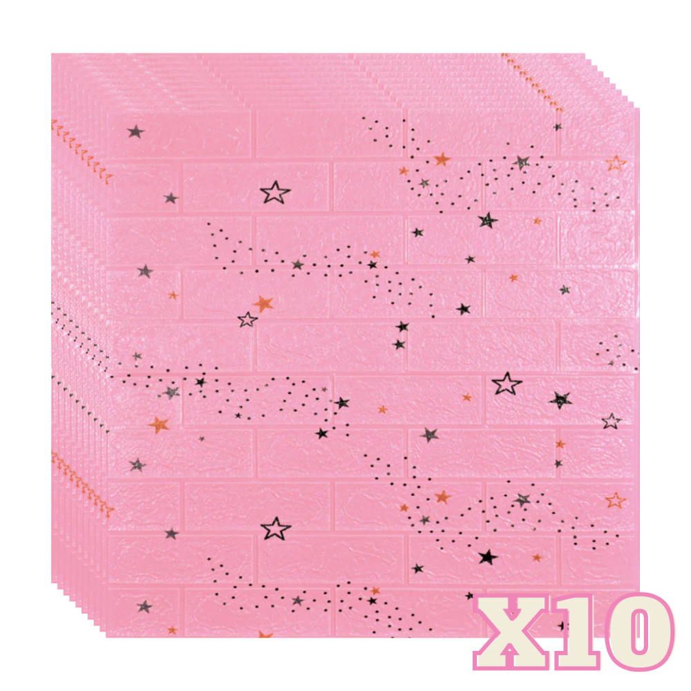 Set 10 Panouri Decorative Autoadezive 3D ZMR, 70x77 cm, Model 'Vis Galactic Roz', Grosime 3 mm, Material PVC Rezistent, Acoperire: 5,4 mp – Design Stelar cu Accente Jucause [1]