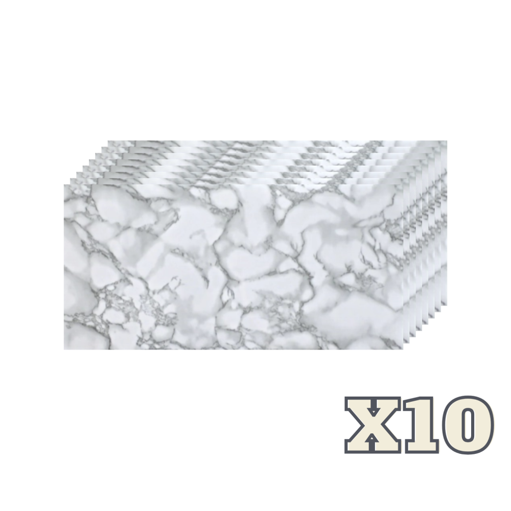 Set 10 Plăci Imitatie Marmură Autoadezive ZMR, 30x60 cm, Model 'Lumina Arctică', Grosime 2 mm, Material PVC Impermeabil, Acoperire: 1,8 mp – Pentru Interioare Rafinate și Moderne - ZMR [1]