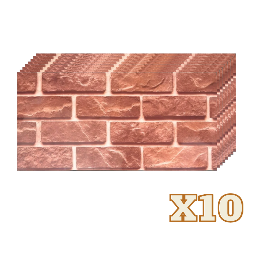 Set 10 Plăci Imitatie Cărămidă Autoadezive ZMR, 30x60 cm, Model 'Farmec Rustic', Grosime 2 mm, Material PVC Impermeabil, Acoperire: 1,8 mp – Ideal pentru Decor Vintage și Modern - ZMR [1]