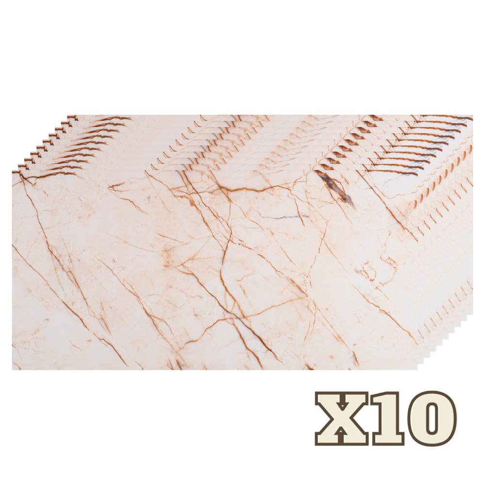 Set 10 Placi Imitatie Marmura Autoadezive ZMR, 30x60 cm, Model 'Amurg in Desert', Grosime 2 mm, Material PVC Impermeabil, Acoperire: 1, 8 mp – Tonuri Calde pentru Atmosfera Primitoare [1]