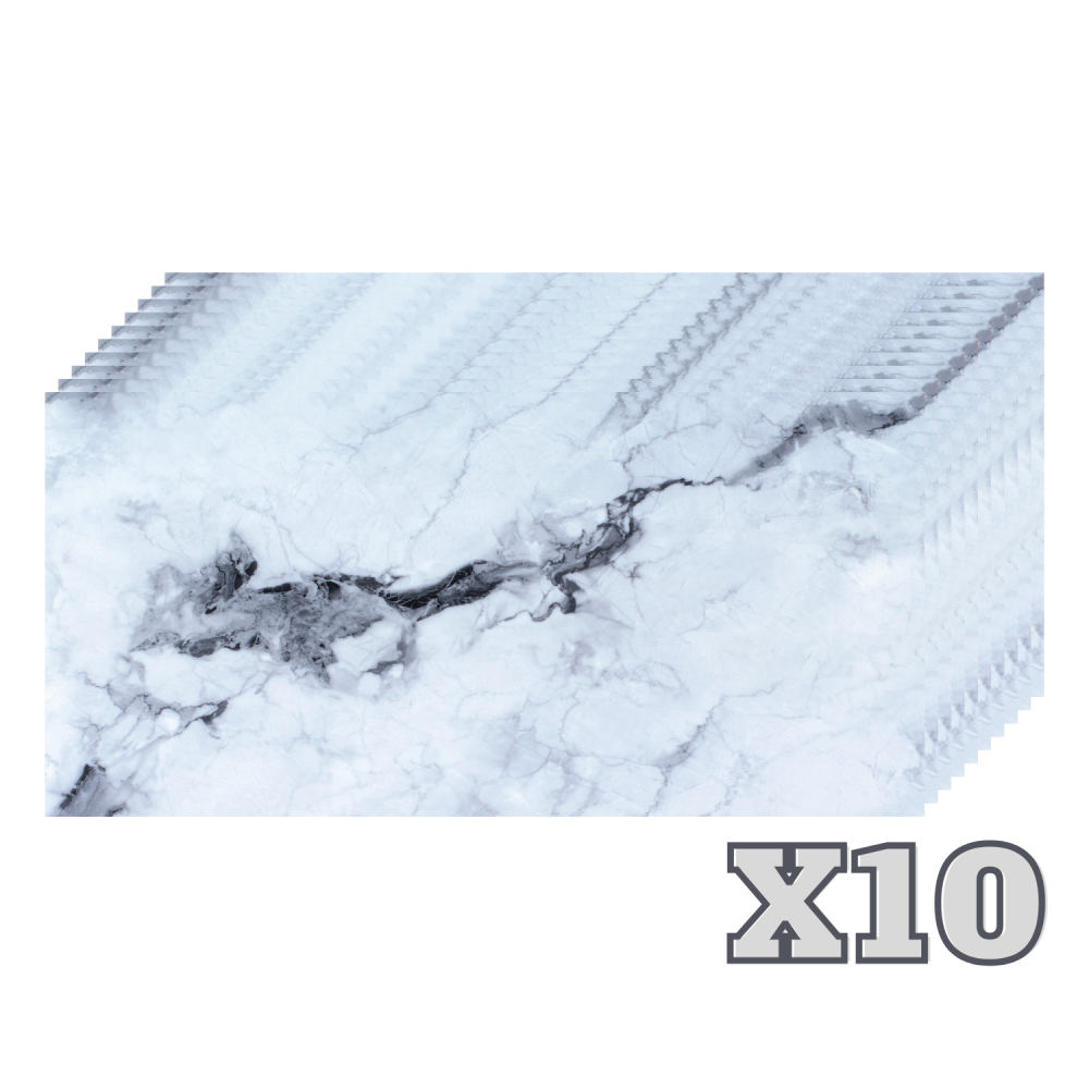 Set 10 Placi Imitatie Marmura Autoadezive ZMR, 30x60 cm, Model 'Reflexii de Gheata', Grosime 2 mm, Material PVC Impermeabil, Acoperire: 1, 8 mp – Eleganta Minimalista pentru Spatii Modern [1]