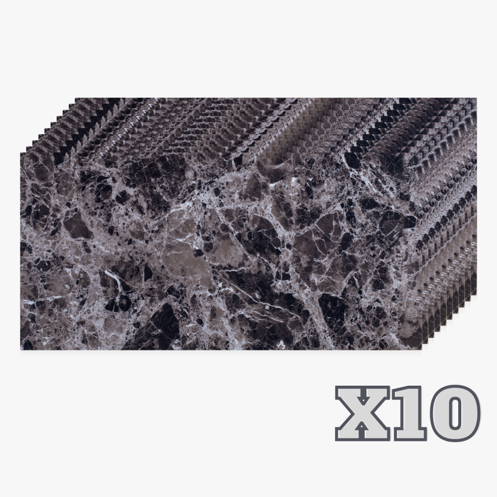 Set 10 Placi Imitatie Marmura Autoadezive ZMR, 30x60 cm, Model 'Tacerea Abisului', Grosime 2 mm, Material PVC Impermeabil, Acoperire: 1, 8 mp – Ideal pentru Interioare Elegante [1]