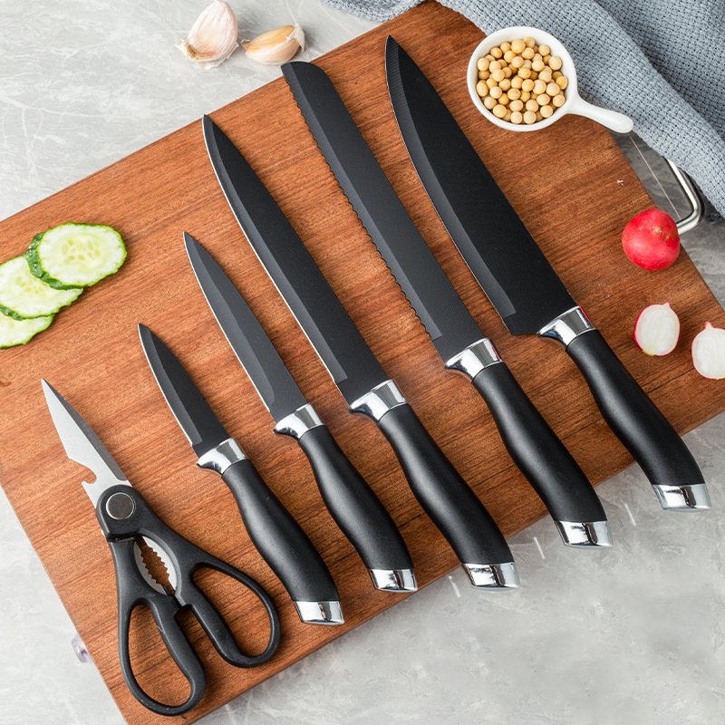 Set 20 Piese Ustensile de Bucatarie si Cutite ZMR® cu Suport Elegant, Tocator, Ustensile din Silicon Rezistente la Caldura, Cutite din Otel Inoxidabil, Accesorii pentru Gatit si Copt, Foarfeca, Razato [3]