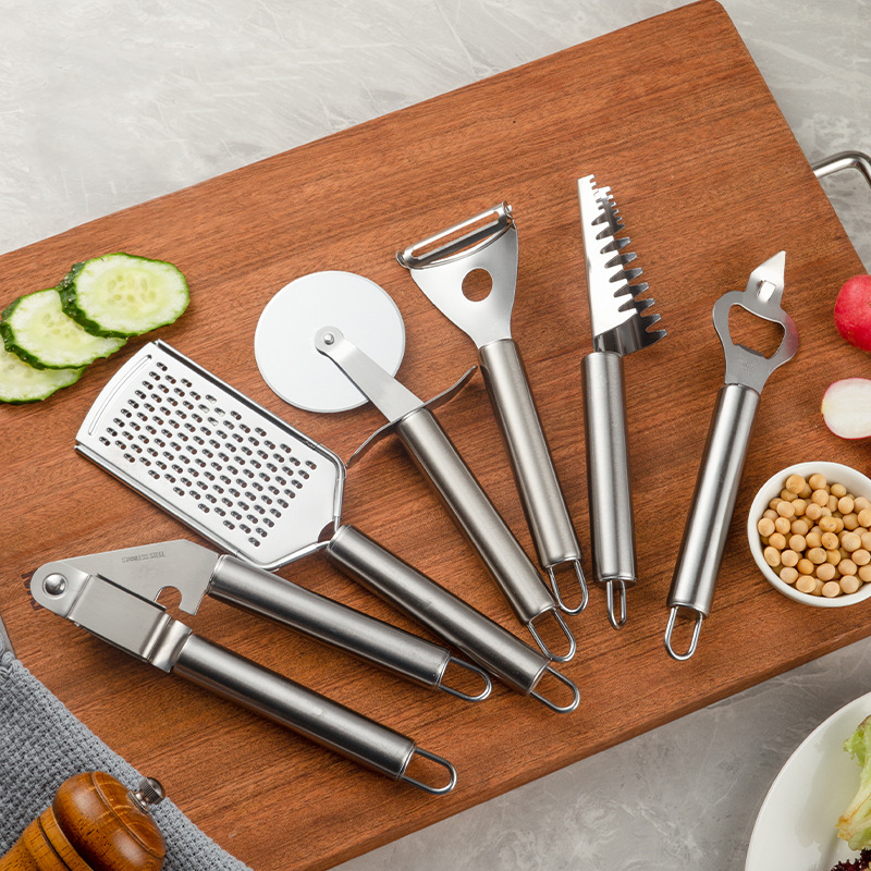 Set 20 Piese Ustensile de Bucatarie si Cutite ZMR® cu Suport Elegant, Tocator, Ustensile din Silicon Rezistente la Caldura, Cutite din Otel Inoxidabil, Accesorii pentru Gatit si Copt, Foarfeca, Razato [4]