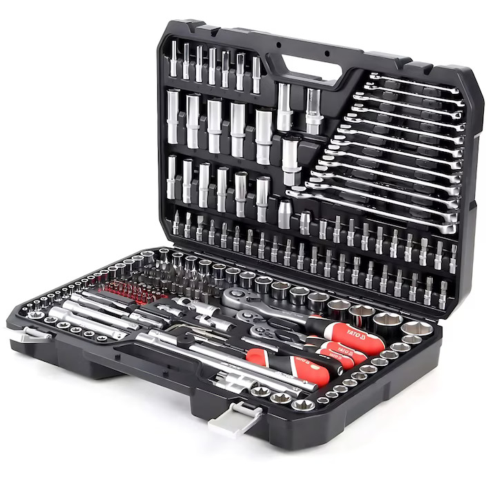 Trusa Profesionala XXL de Scule, 216 Piese din Crom-Vanadiu, Chei Tubulare Lungi pentru Bujii, Standard, Surubelnita Biti, Adaptoare, Antrenor Culisabil, Organizare Metalica, Atelier, Auto, DIY [2]