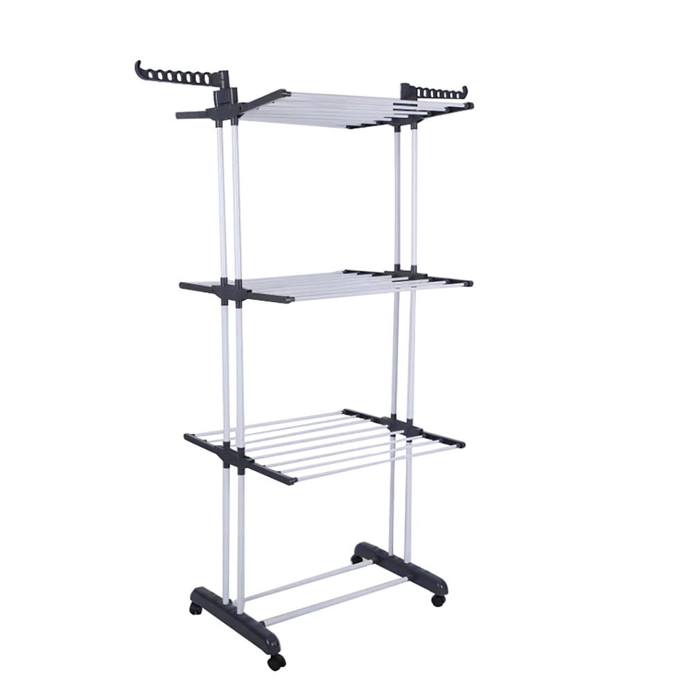 Uscator Vertical ZMR, Pliabil, 3 Niveluri de Uscare, 35m Spatiu de Uscare, Cadru Metalic + ABS, Suport Umerase, 4 Roti Blocabile, Negru [2]