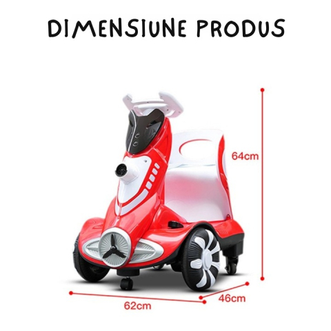Scuter electric pentru copii ZMR 3-6 ani, 6V 4Ah, aparat făcut baloane și boxă muzicală, viteză 3.5-5.5 km/h, telecomandă roșu [2]
