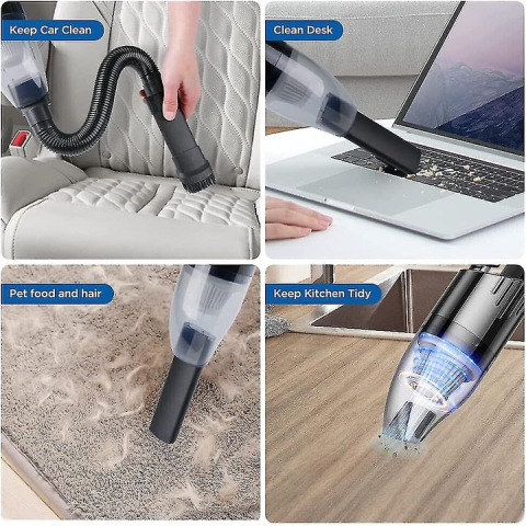 Aspirator de mână portabil ZMR, 120W, 6000 Pa, baterie 2200 mAh, wireless, zgomot redus, negru, accesorii multiple [1]