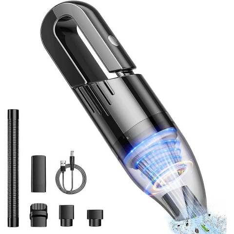 Aspiratoare auto - Aspirator de mână portabil ZMR, 120W, 6000 Pa, baterie 2200 mAh, wireless, zgomot redus, negru, accesorii multiple