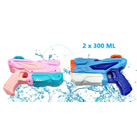 Set 4 pistoale de apă ZMR, jucărie interactivă pentru plajă și piscină, PVC premium, rezervor 300 ml, pentru copii +6 ani, albastru/roz [3]
