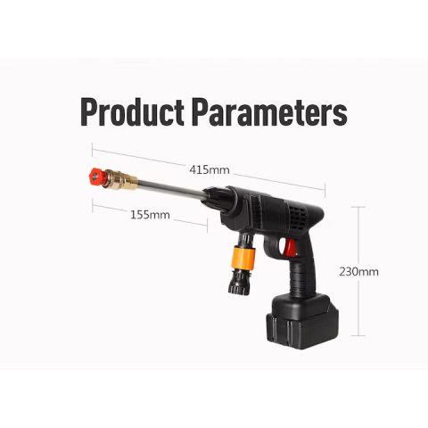Aparat de Spalat cu Presiune Portabil ZMR, 40 Bar, 300W, Acumulator 48V 12.000 mAh, Autonomie 30 min, Furtun 5m, 2 Duze Reglabile, Rezervor Detergenti, Jet Puternic, Ideal pentru Masina, Curte, Mobili [2]
