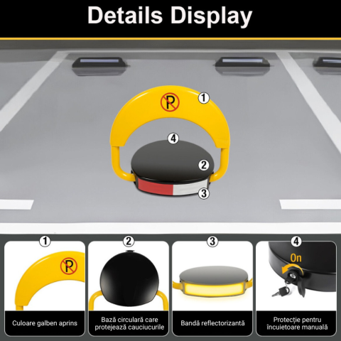 Blocator Parcare Automat ZMR cu Incarcare Solara, Tip Bariera Rabatabila, Functie Anti-Furt, Alarma, Telecomanda si Cheie Incluse, Acumulator Reincarcabil Solar, Rezistent la Apa si Praf IP66, Control [5]