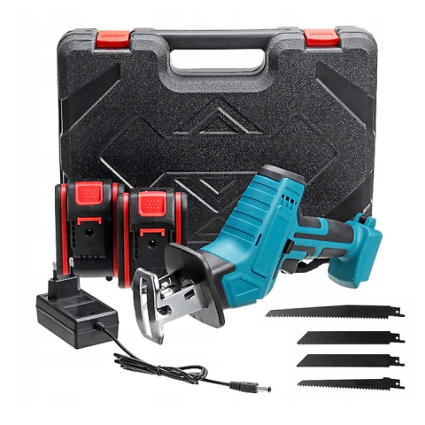 Fierastraie electrice - Fierastrau Electric Sabie ZMR Profesional 48V cu 2 Acumulatori Li-Ion 2.0Ah, 4 Lame pentru Lemn Metal Plastic, Viteza 2800 RPM, Lungime Cursa 22mm, Clema Rapida Schimbare Lama, Valiza Transport, Maner
