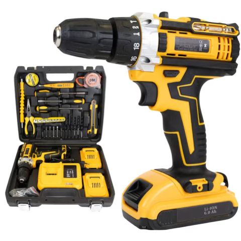 Scule electrice & unelte - Masina de gaurit si insurubat cu percutie ZMR, 48V, 500W, cuplu 100Nm, 2 acumulatori Li-Ion 8.0Ah, 2 trepte viteza, mandrina automata 10mm, LED, valiza transport, 35 accesorii, control turatie, incarc