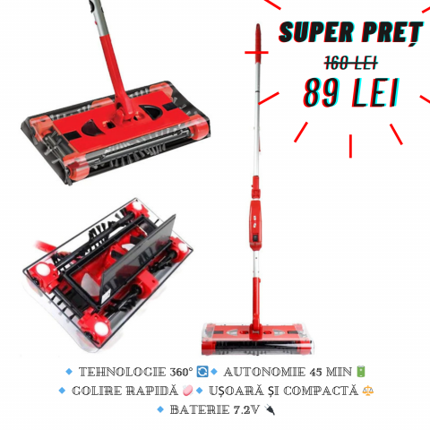 Curățenie și întreținere - Mătură electrică rotativă fără fir – curățenie rapidă și fără efort!