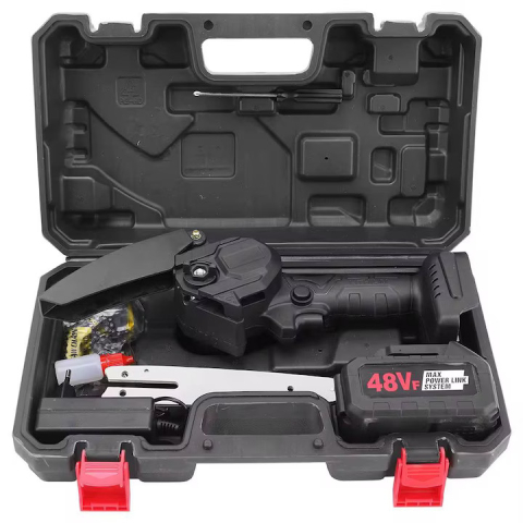 Mini drujba ZMR 48V, lama 20 cm (8”), 2 acumulatori Li-Ion 48V inclusi, motor 3000W, autonomie totala 70 min, turatie 6000 rpm, lant rezerva 0.325”, lada depozitare, greutate 1.4 kg, drujba electrica [2]