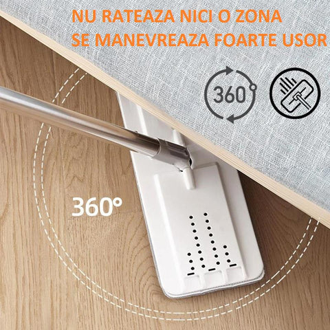 Mop Profesional cu Galeata cu Doua Cuve, Rotativ 360, Maner Telescopic Inox, Lavete Microfibra Reutilizabile [5]