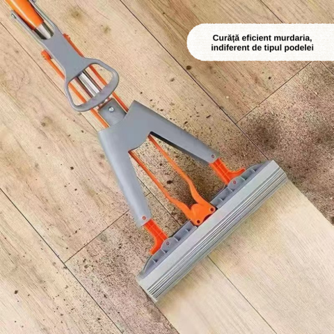 Mop Super Absorbant ZMR® cu Maner Telescopic Reglabil, Sistem Simplu de Stoarcere, Burete Inlocuibil, Ideal pentru Toate Tipurile de Podele – Parchet, Gresie, Marmura, Linoleum, Curatare Eficienta si [4]